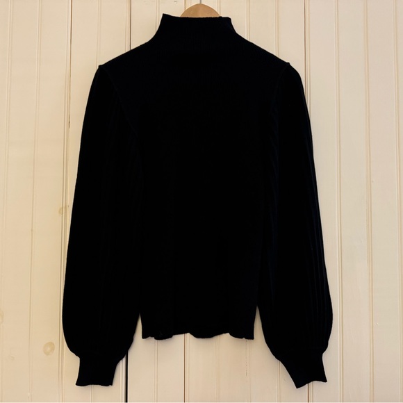 LEMAIRE Black Wool Cardigan Sweater - Size Small - High Neck Ballon Sleeve - Picture 4 of 6